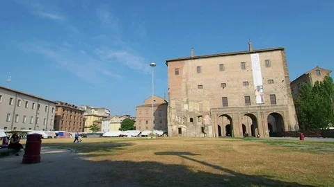 Piazza della Pace and Palazzo della Pilotta in Parma Stock Footage 106894384