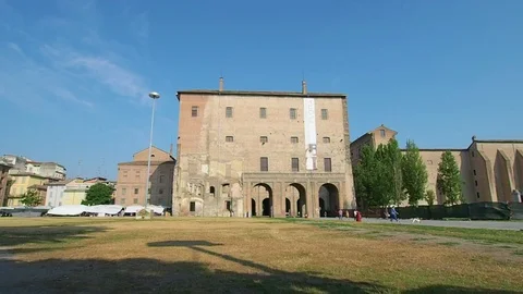 Piazza della Pace and Palazzo della Pilotta in Parma Stock Footage 106895157
