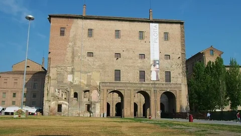 Piazza della Pace and Palazzo della Pilotta in Parma Stock Footage 106895685
