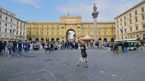 Piazza della Repubblica, a city square in Florence, Italy Stock Footage 85261268