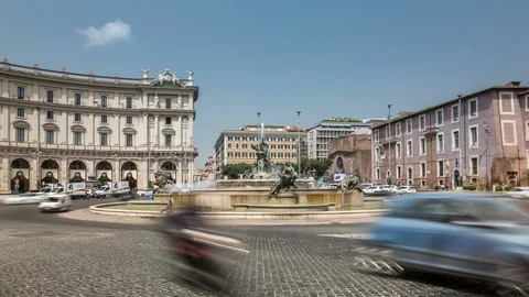 The Piazza della Repubblica, one of the most important squares of Rome Stock Footage 90159047
