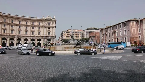 The Piazza della Repubblica, one of the most important squares of Rome Stock Footage 92354286
