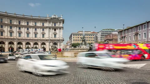 Piazza della Repubblica, one of the most important squares in Rome, Italy Stock Footage 135945440