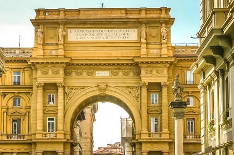 Piazza della Repubblica square in Florence, Italy Stock Photos