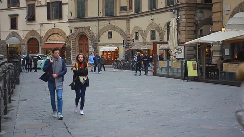 Piazza della Signoria in Florence full of people Stock Footage 120370683