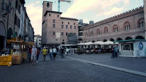 Piazza delle Erbe, main square of Mantua. Stock Footage 199448008