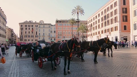 Piazza di Spagna, one of the most famous squares in Rome, Italy Stock Footage 95210364