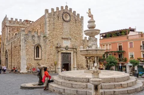 Piazza Duomo - Taormina Stock Photos