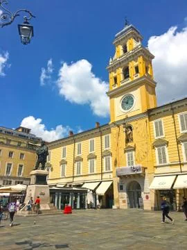 Piazza Garibaldi Parma, Main Square of City, Emiligia Romagna 스톡 사진