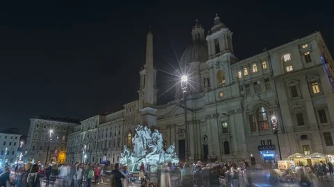 Piazza Navoa Sant Agnese in Agone in Rome Stock Footage 85198608