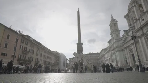 Piazza Navona crane up co084 Stock Footage 84954503