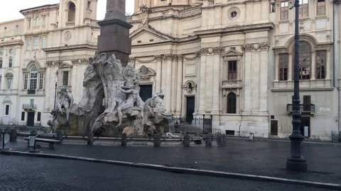 Piazza Navona at sunrise Stock-Footage 76190443