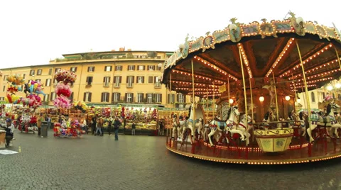PIAZZA NAVONA TIME LAPSE CHRISTMAS MARKET 4K Stock Footage 33405441