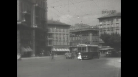 Piazza Oberdan in Trieste 1956 Stock Footage 310561140