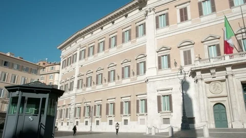 Piazza Pan Right Palazzo Montecitorio Front Parliament Building Rome Italy Vídeos de archivo 90254071