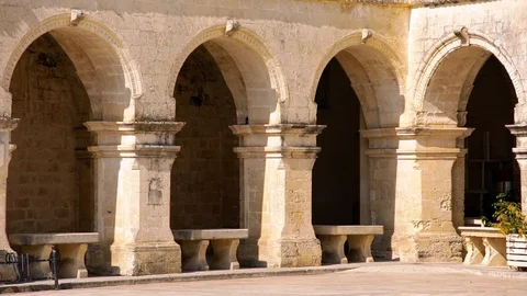 Piazza San Giorgio Arcade 2 - Melpignano Stock Footage 106035194