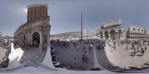 Piazza San Marco and Doge palace in Venice, Italy, 360 VR video Stock Footage