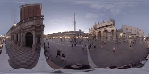 Piazza San Marco and Doge palace in Venice, Italy, 360 VR video Stock Footage