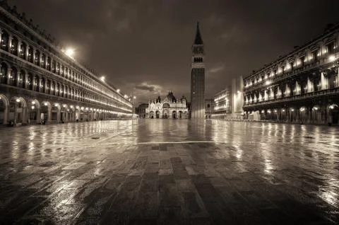Piazza San Marco night Stock Photos