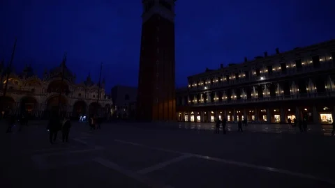 Piazza San Marco or St Mark's Square principal public square of Venice, Italy at Stock Footage 88217099