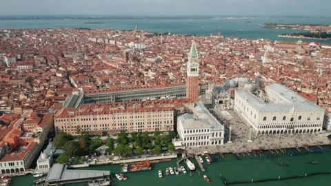 Piazza San Marco (St. Mark's Square) Venice Italy Drone Aerial Video stock 305124178