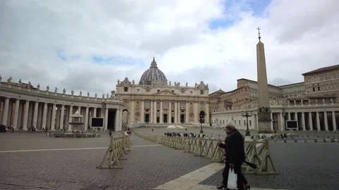Piazza San Pietro almost empty of tourists as Rome begins to open up from Covid Stock Footage 153260391