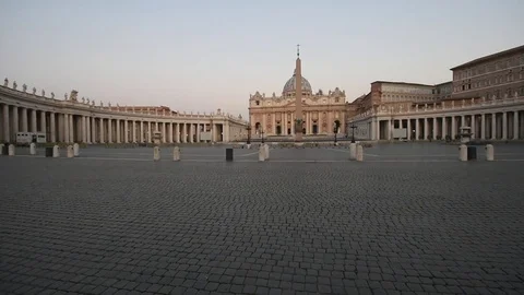 Piazza San Pietro before sunrise, Vatican, Rome, Italy Stock Footage
