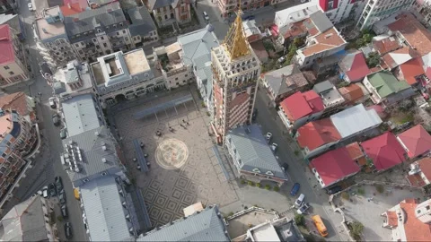 Piazza square in Batumi with drone, Adjara, Georgia Stock Footage 161323505