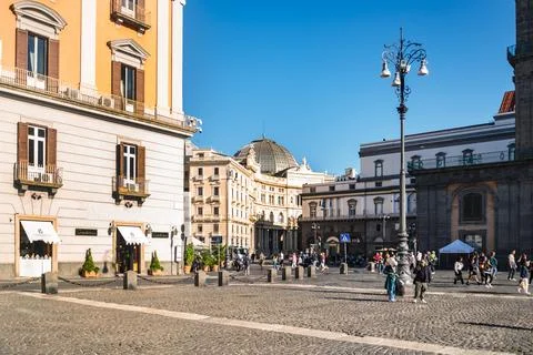 Piazza Trieste E Trento from Piazza del Plebiscito in Naples, Italy Stock Photos