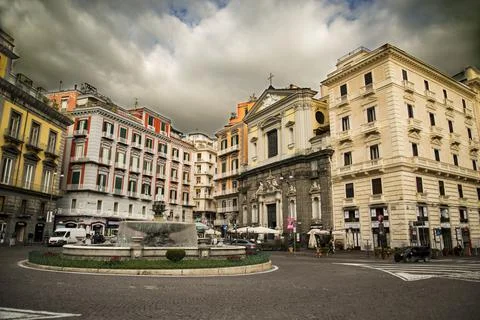 Piazza Trieste e Trentoand historical buildings, Naples, Italy Stock Photos