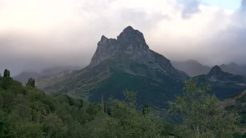 Pic du Midi d'Ossau mountain rising above the Ossau Valley in the French 動画素材 290267082