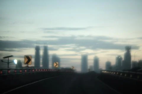 Pic two,city scape in the night with bubble bookeh traffic light Stock Photos