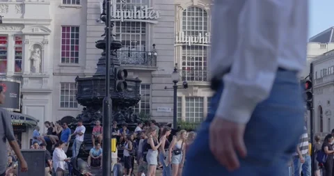 Picadilly Circus bustling with Tourists and Commuters, Central London, UK Stock Footage 204781602