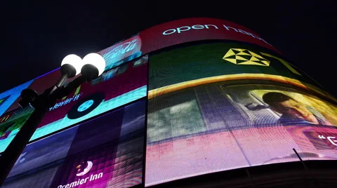 Picadilly Circus LED light billboard in the night Video stock 40363728
