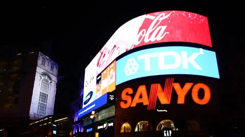 Picadilly Circus at Night Stock Footage 23761091