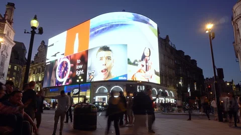 Picadilly Circus Night Time Lapse - London, UK - June, 2018 Video stock 96741679