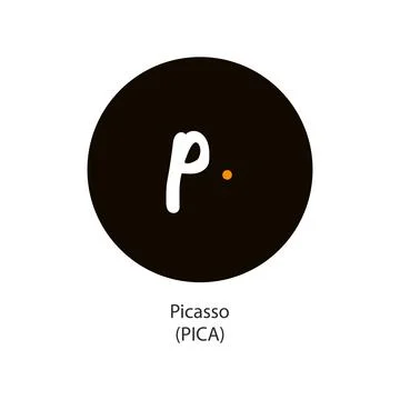 Picasso crypto currency token vector logo company icon Stock Illustration