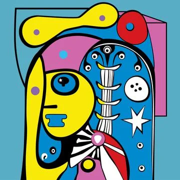 Picasso style astronaut in space Ilustración de archivo
