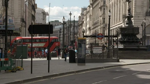 Piccadilly Circus during Lockdown London Stock Footage 129716097