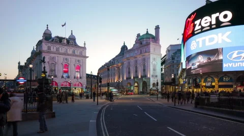 Piccadilly Circus at Dusk Stock Footage 50056126