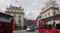 Piccadilly Circus London Double Decker Bus Passing Rush Hour Car Traffic HD Footage