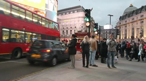 Piccadilly Circus in London Stock Footage 10589243