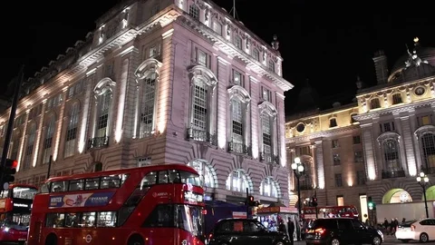 Piccadilly Circus at Night Stock Footage 83995271