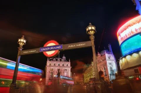 Piccadilly circus at night Stock Photos