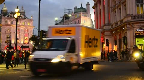Piccadilly Circus with traffic at night Stock Footage 10718276