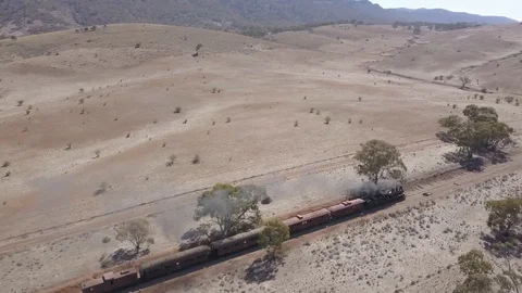 Pichi Richi Railway steam train in Flinders Ranges Stock Footage