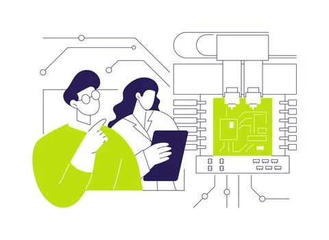 Pick and place machine abstract concept vector illustration. Stock Illustration