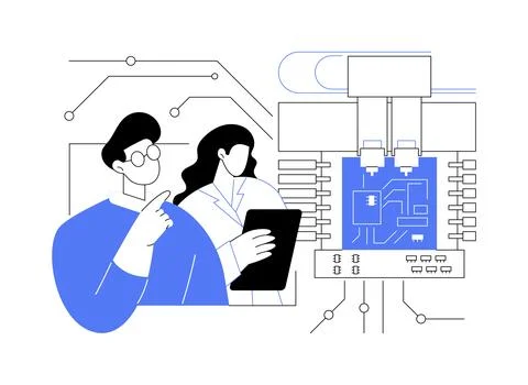 Pick and place machine abstract concept vector illustration. 스톡 일러스트