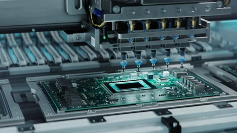 Pick and Place machine installs Components on Circuit Board Vidéo 241487056