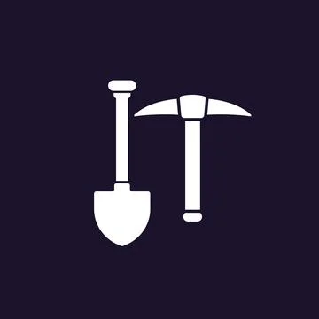 Pick axe and shovel, digging tools icon Stock Illustration